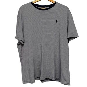 Polo Ralph Lauren Blue White Stripe Short Sleeve Tshirt Classic Fit Size XXL
